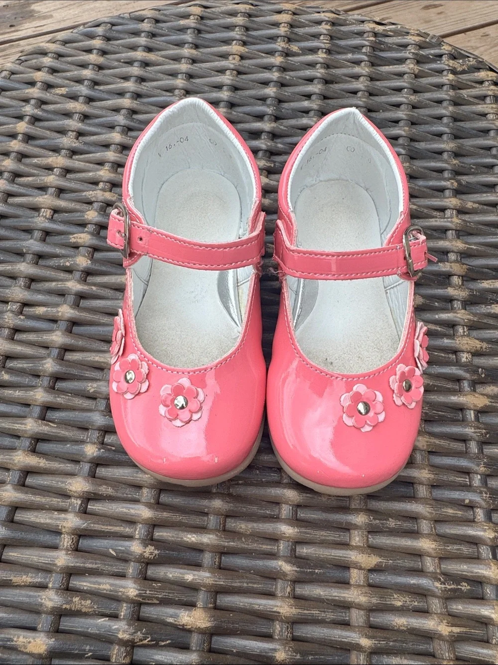 Girls Pink Mary Jane Dress Shoes with Flower Accent